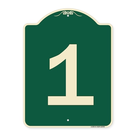 Signmission Designer Series Sign W/ Number 1, Green & Tan Heavy-Gauge Aluminum Sign, 24" x 18", G-1824-22898 A-DES-G-1824-22898